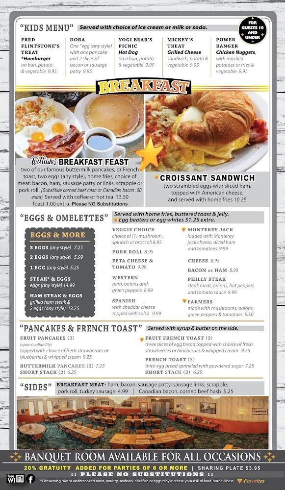 Williams Restaurant Menu image 3